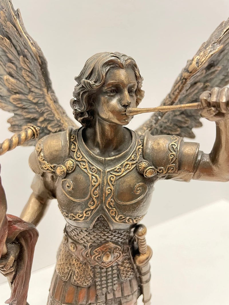 Unicorn Studio 13 Inch Archangel - Saint Gabriel with Horn Cold Cast Bronze Figurine - Image 3